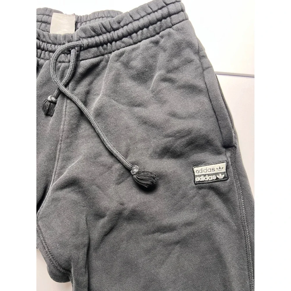 Adidas Joggers Mens Large Black Double Trefoil Logo Tapered Sweatpants 0850